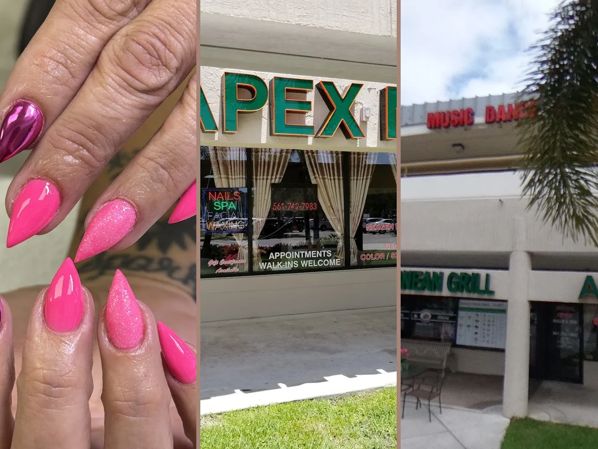 Manicured nails displayed in a salon setting.